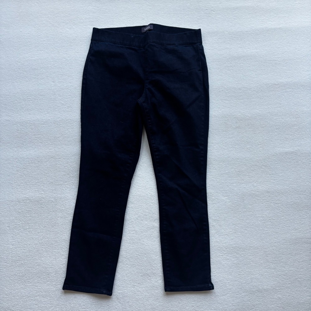 NYDJ Pull On Leggings Women Size 8 Dark Blue Lift Tuck Ankle Slit‎ Denim Pants